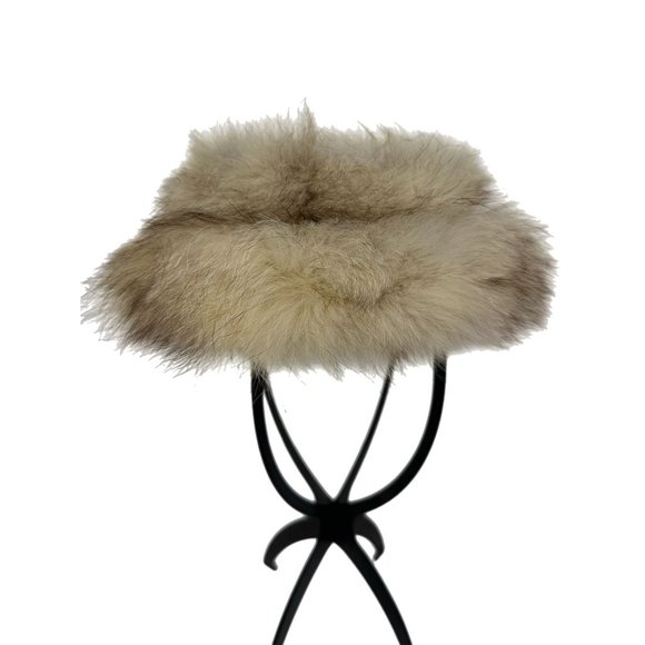 Hiki By New Wadley Womens One Size Round Pillbox Style Hat Unknown Fur Vintage